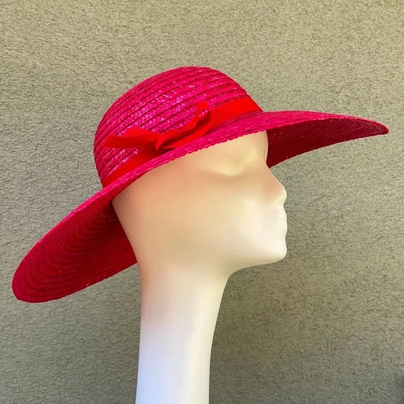 Neiman Marcus vintage raffia woven sun hat Neiman Marcus Vintage Raffia Sun Hat, Black Bergère Boater  main image 2